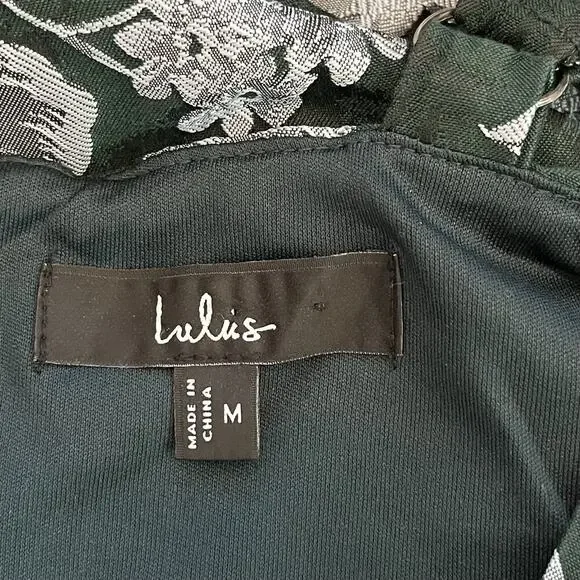 Lulus Major Flirtation Emerald Floral Jaquard Midi Dress Size M Drop Waist - Picture 8 of 10